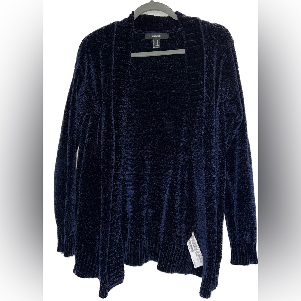 Crushed velvet navy cardigan